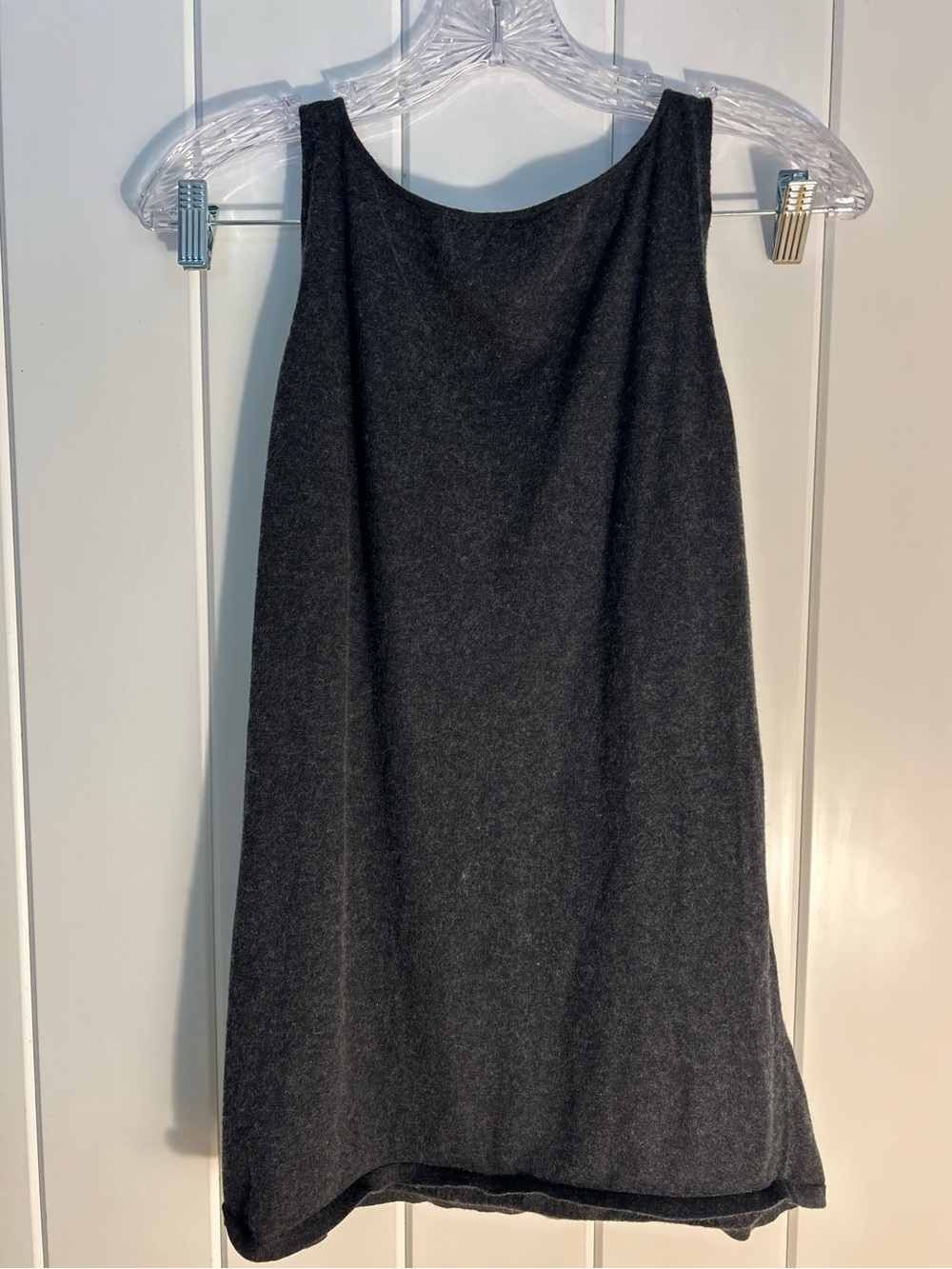 Eileen Fisher L large Sequin tank top Organic Cotton cashmere mix gray sweater - Picture 3 of 16